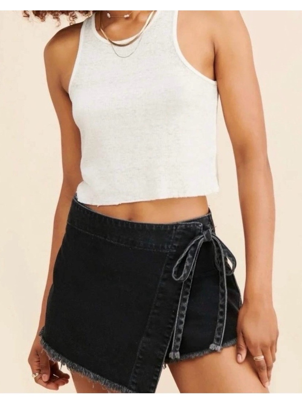 Free People We The Free Emmy Denim Skort - Black Wash Denim - Size 4